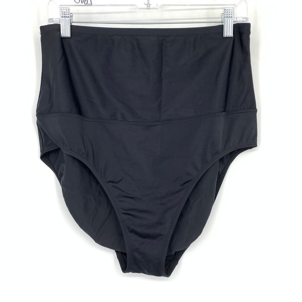 Island Escape High Waisted Swimsuit Bkikini Bottom Womens Sz 14 Black